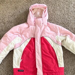 Lands' End Kids Two-Tone Pink Puffer Jacket